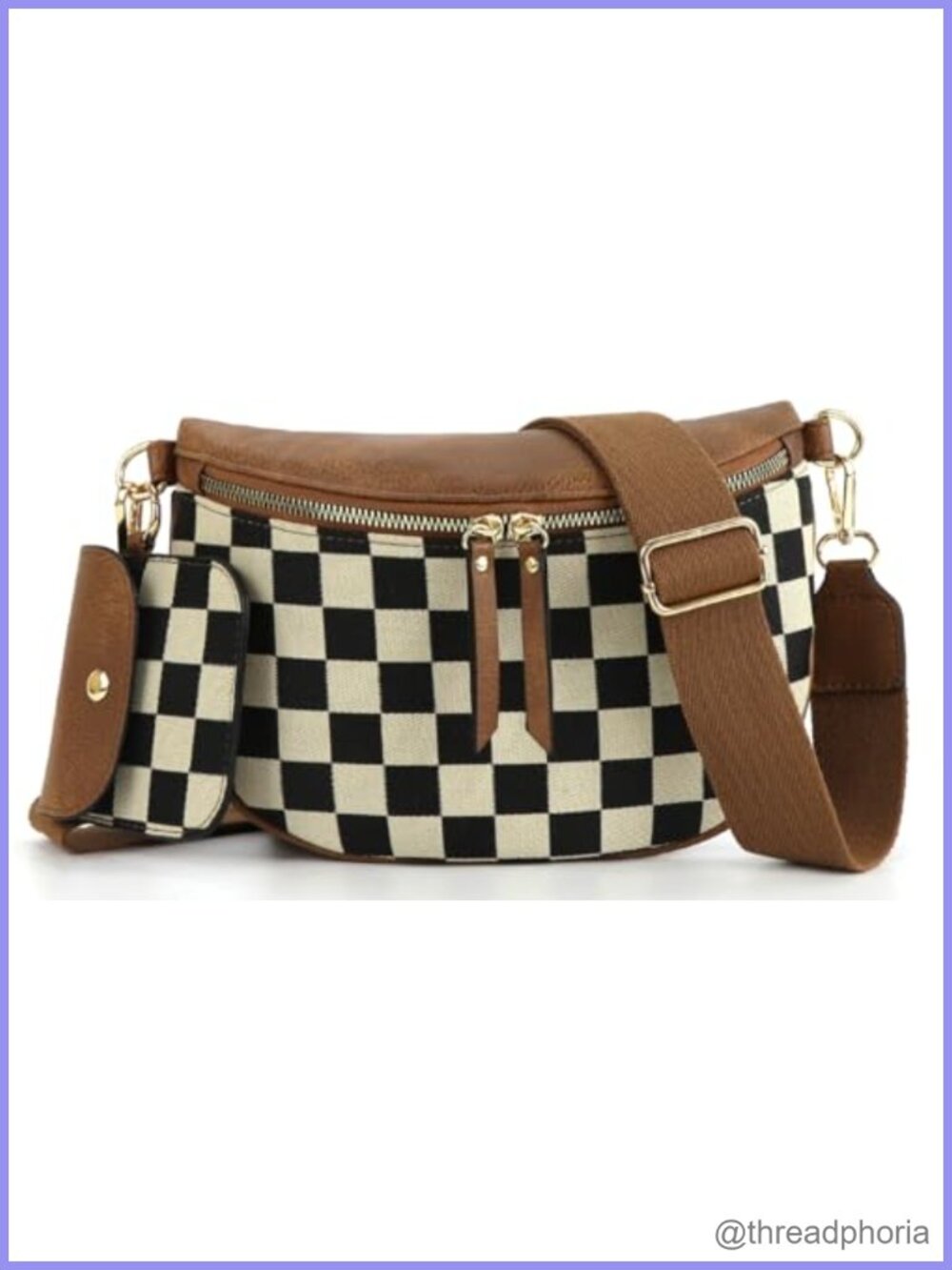 2 Pack Checkered PU Leather Crossbody Bags Hobo Satchel Sling Purse